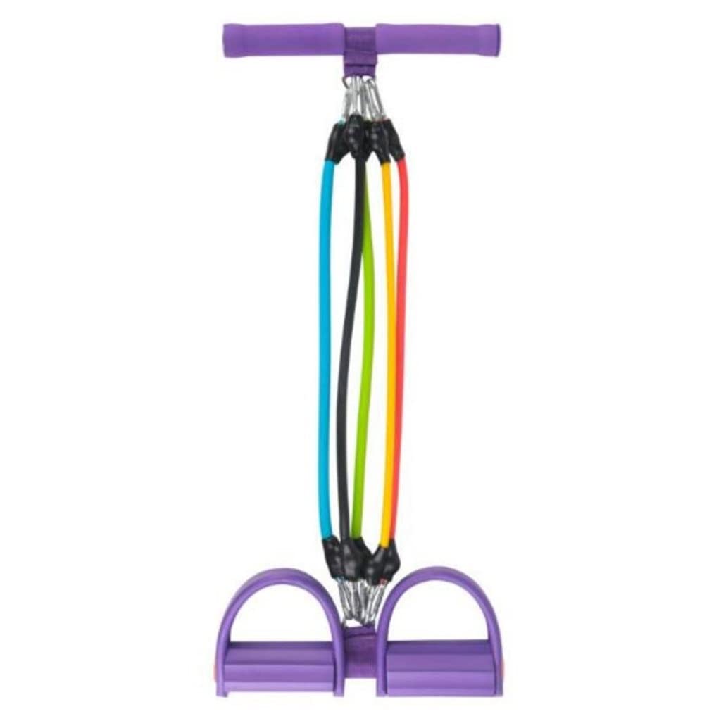5-Tube Resistance Band Trainer with Foot Pedal for Full Body Workout