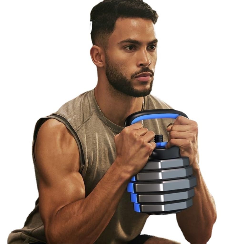 Adjustable Dumbbell Set with Barbell & Kettlebell Options for Fitness Training