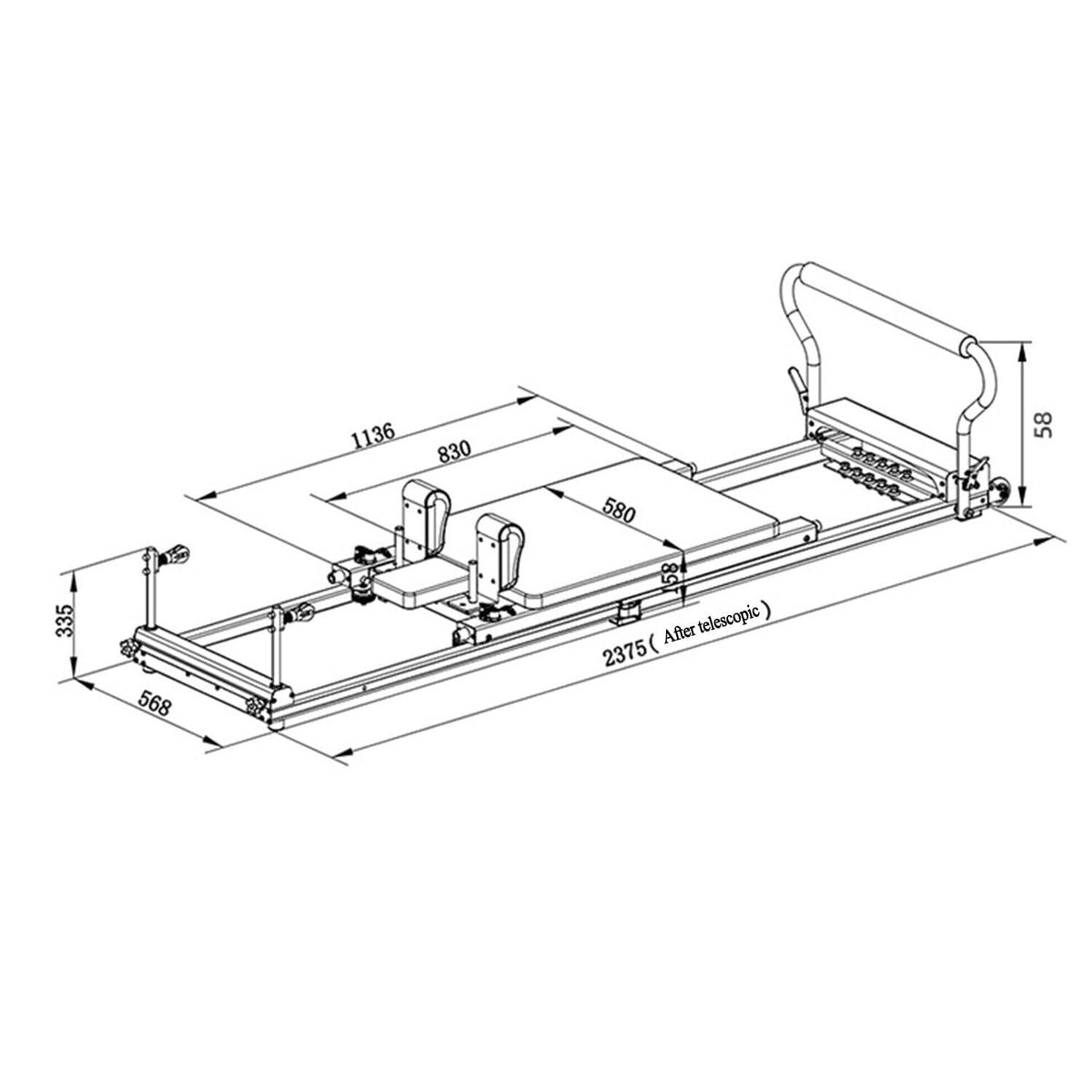 Pilates Reformer Bed with Adjustable Foot Bar for Core & Flexibility Training