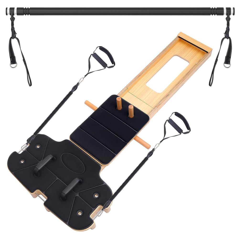 Foldable Pilates Core Training Bed with Resistance Bands for Home Fitness