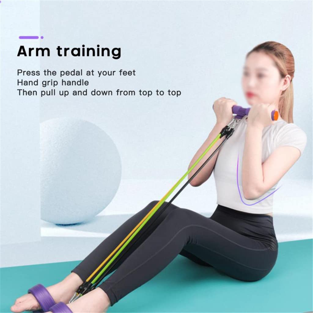 5-Tube Resistance Band Trainer with Foot Pedal for Full Body Workout