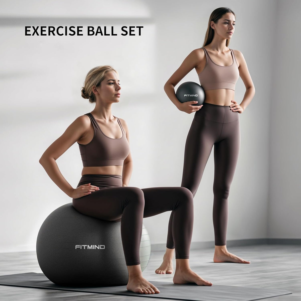 Exercise Ball Set with Pilates Ball & Pump for Fitness & Stability Training
