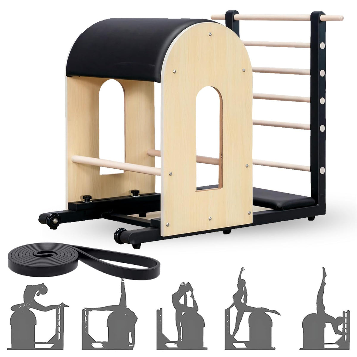 Pilates Ladder Barrel with Resistance Bands for Strength & Flexibility Training