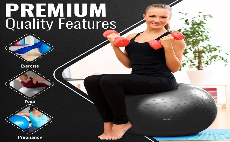 Yoga Ball & Peanut Ball Set for Fitness, Balance & Core Training