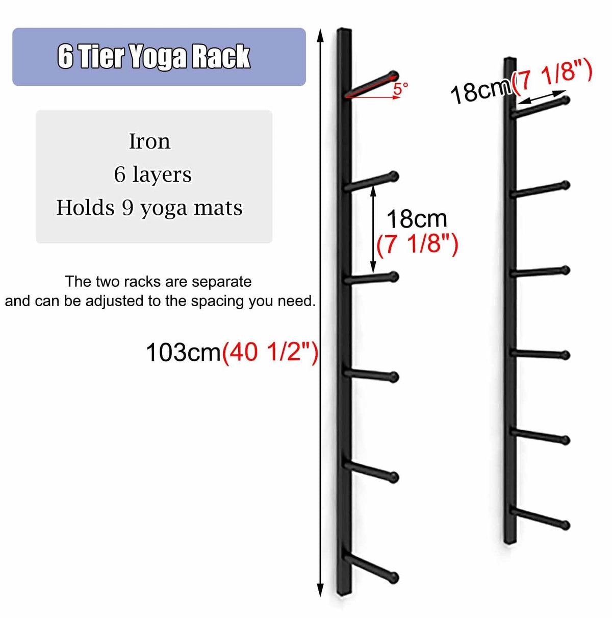 Wall-Mounted Yoga Mat Storage Rack for Home Gym Organization