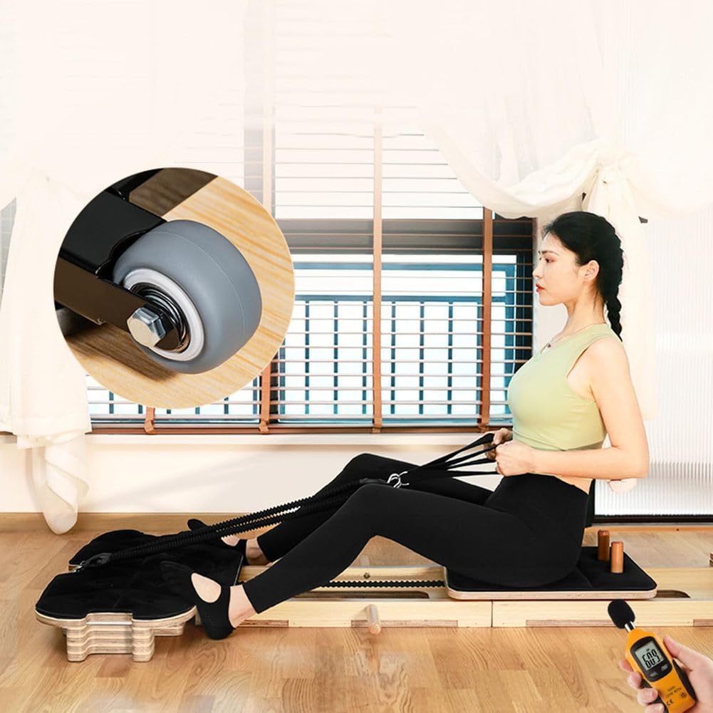 Foldable Pilates Core Training Bed with Resistance Bands for Home Fitness
