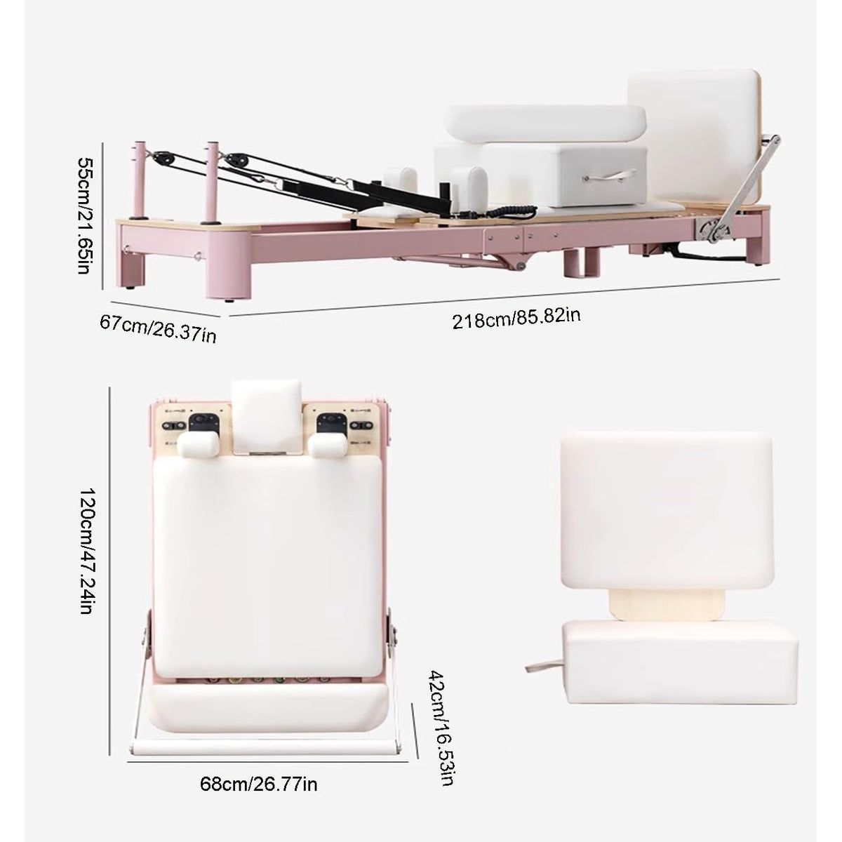 Foldable Pilates Reformer with Jump Board for Home & Studio Training