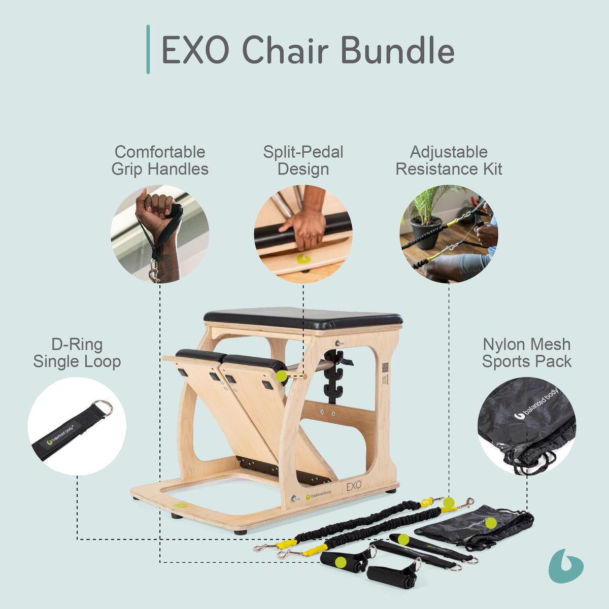 EXO Pilates Chair, Single Pedal, Balanced Body Pilates Machine for Home