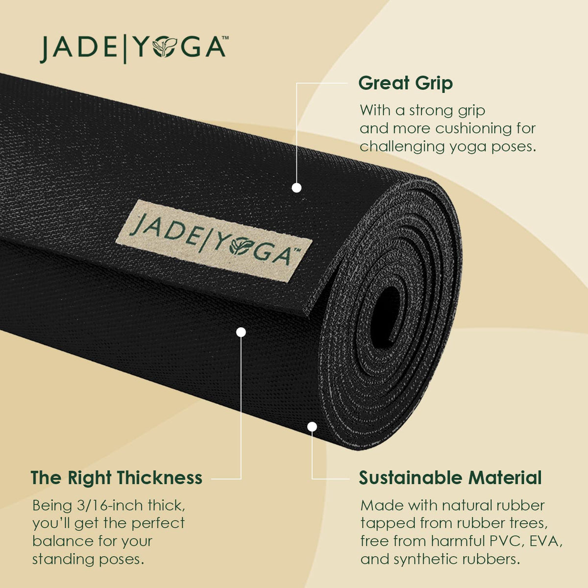 Non-Slip Natural Rubber Yoga Mat for Yoga, Pilates & Fitness Training
