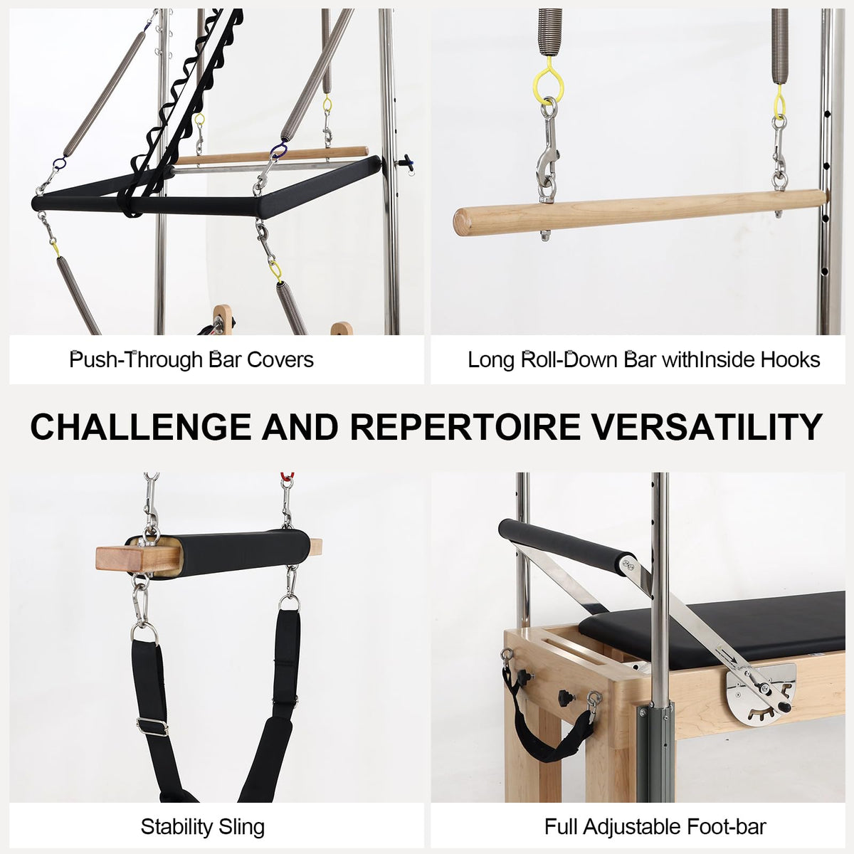 Pilates Reformer Machine with Accessories for Home & Studio Training