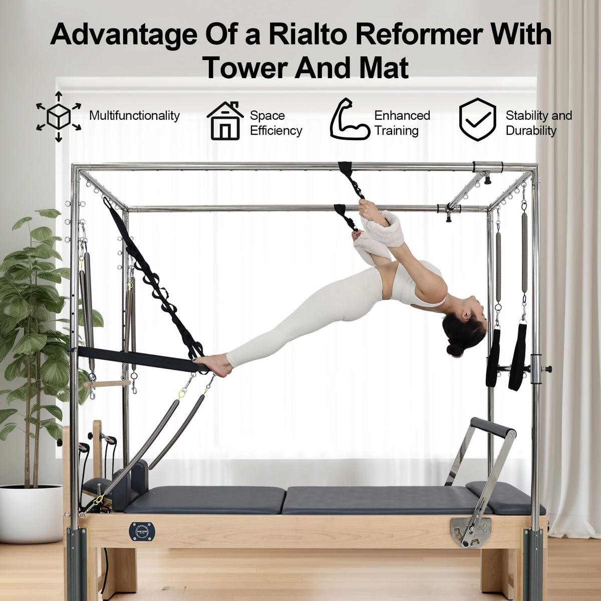 Pilates Reformer Machine with Accessories for Home & Studio Training