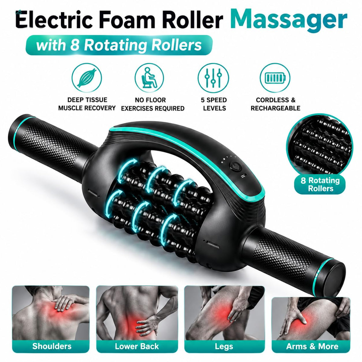 Electric Foam Roller Massager for Deep Tissue Muscle Recovery & Relaxation