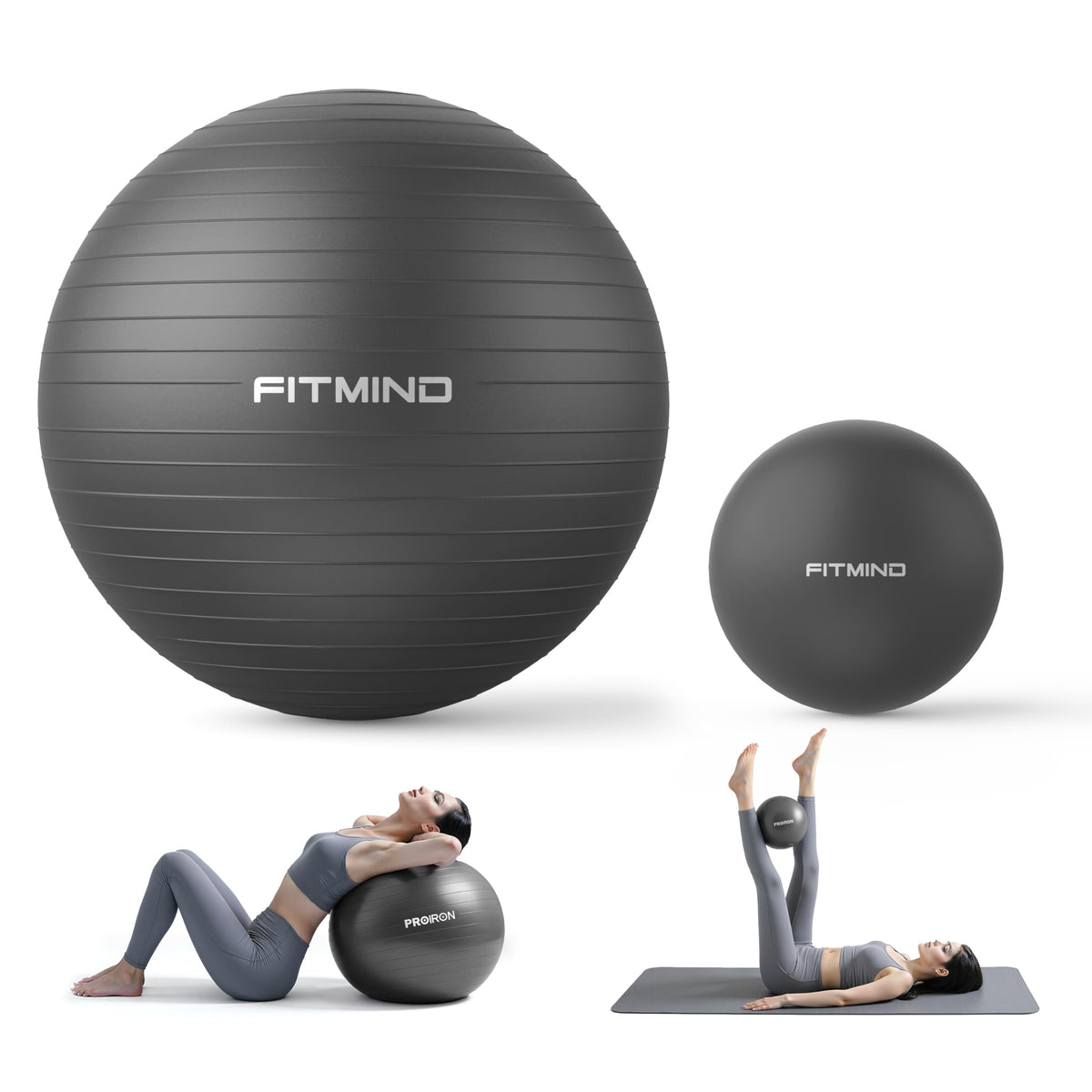 Exercise Ball Set with Pilates Ball & Pump for Fitness & Stability Training