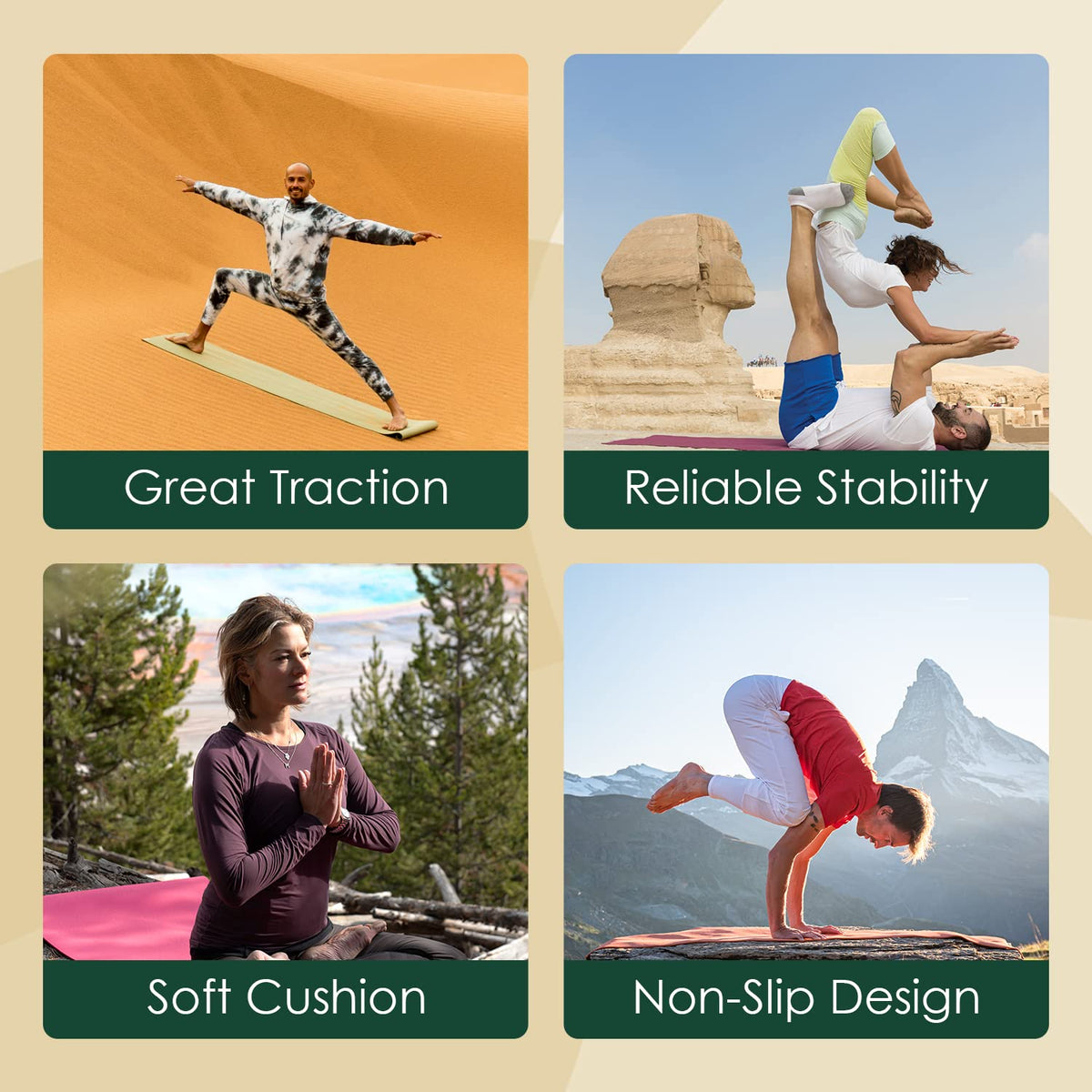 Non-Slip Natural Rubber Yoga Mat for Yoga, Pilates & Fitness Training