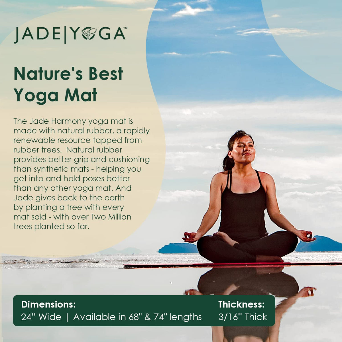 Non-Slip Natural Rubber Yoga Mat for Yoga, Pilates & Fitness Training