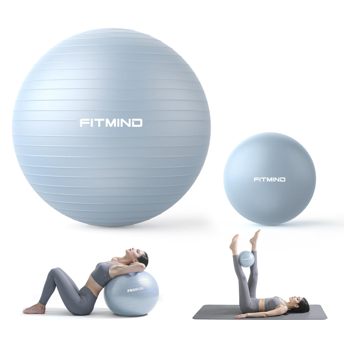 Exercise Ball Set with Pilates Ball & Pump for Fitness & Stability Training