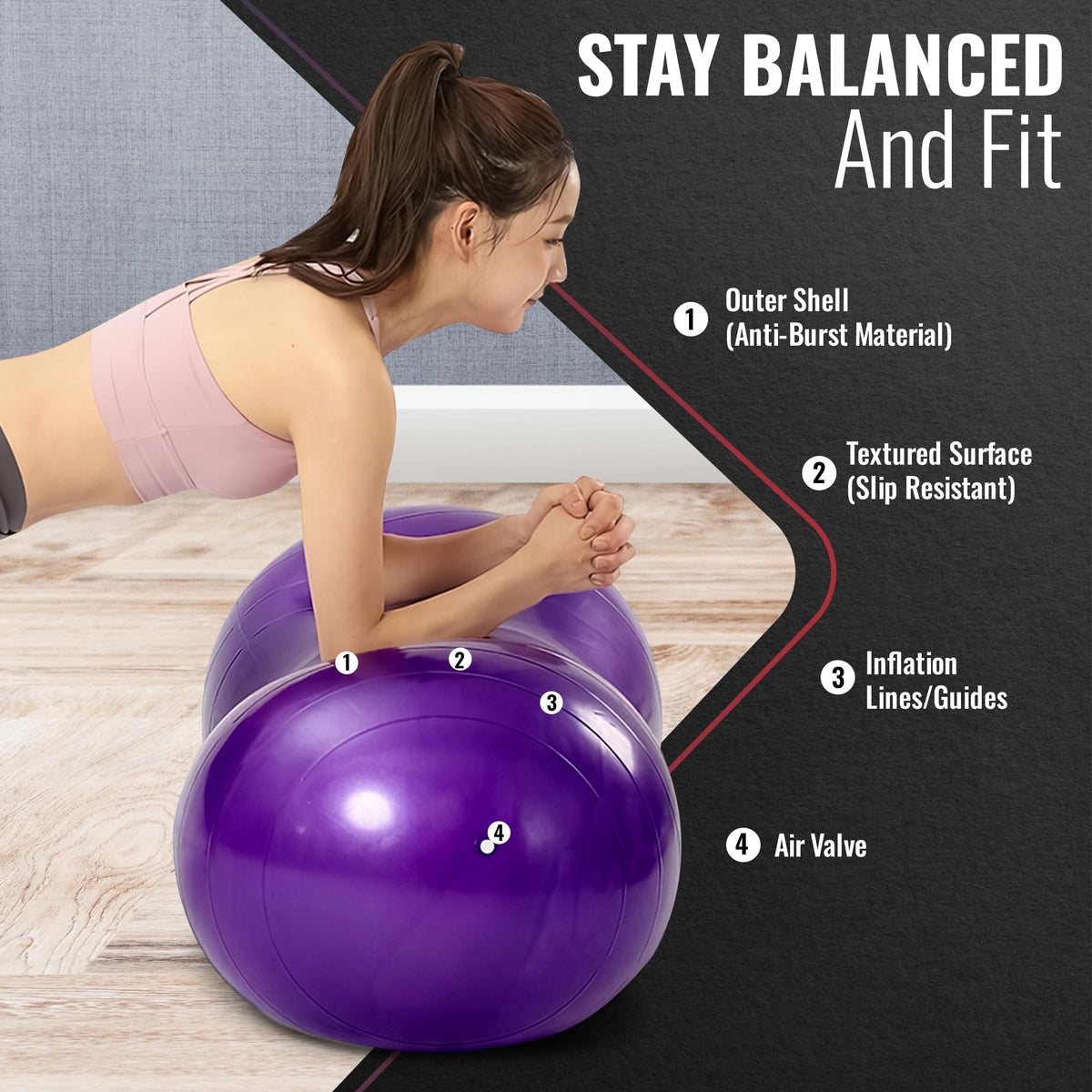 Yoga Ball & Peanut Ball Set for Fitness, Balance & Core Training