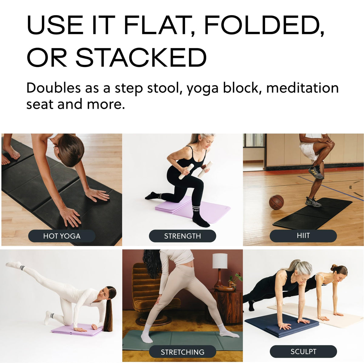 Stakt Foldable Yoga Mat Pro - Non Slip 2 in 1 Fitness Exercise Mat