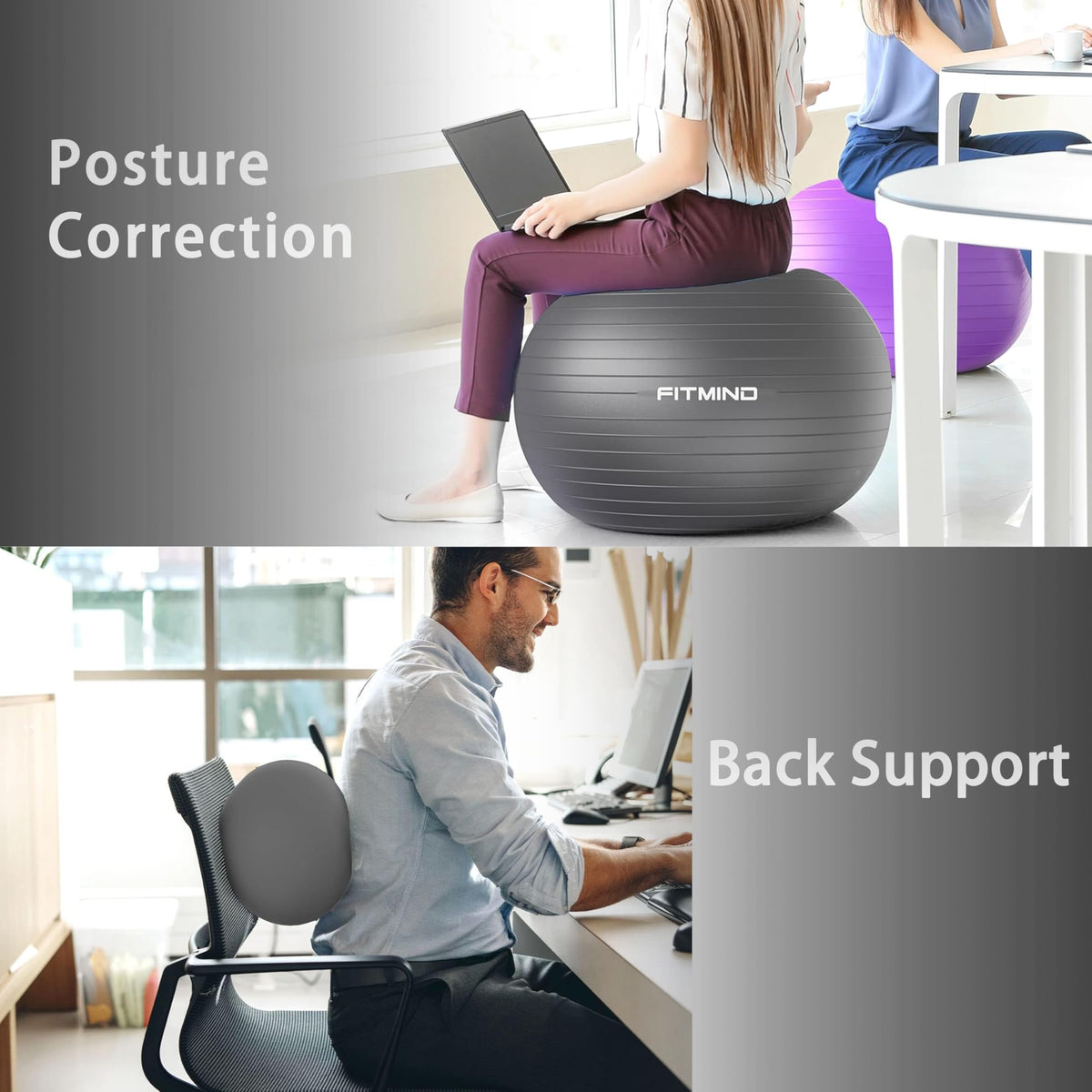 Exercise Ball Set with Pilates Ball & Pump for Fitness & Stability Training