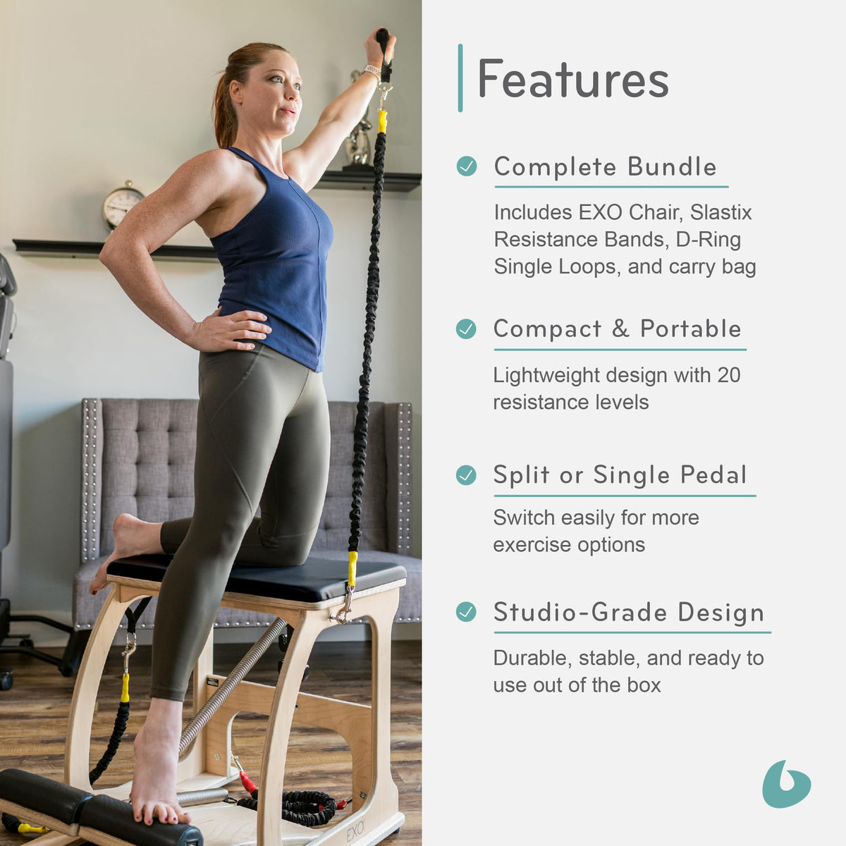 EXO Pilates Chair, Single Pedal, Balanced Body Pilates Machine for Home