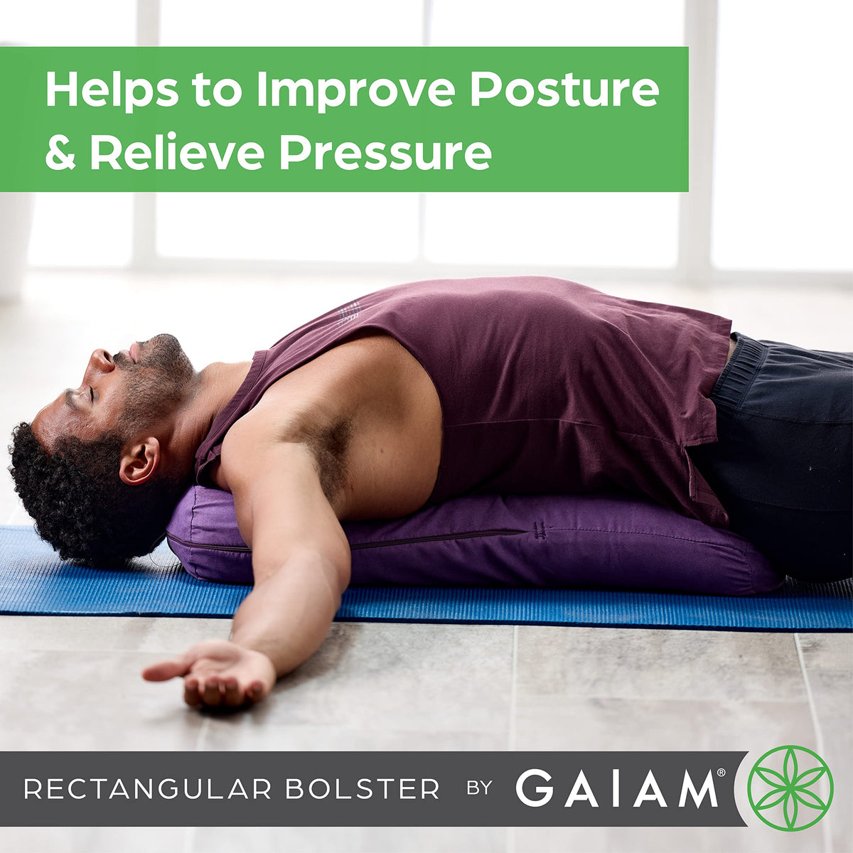 Gaiam Yoga Bolster Pillow, Supportive Cushion for Restorative Yoga