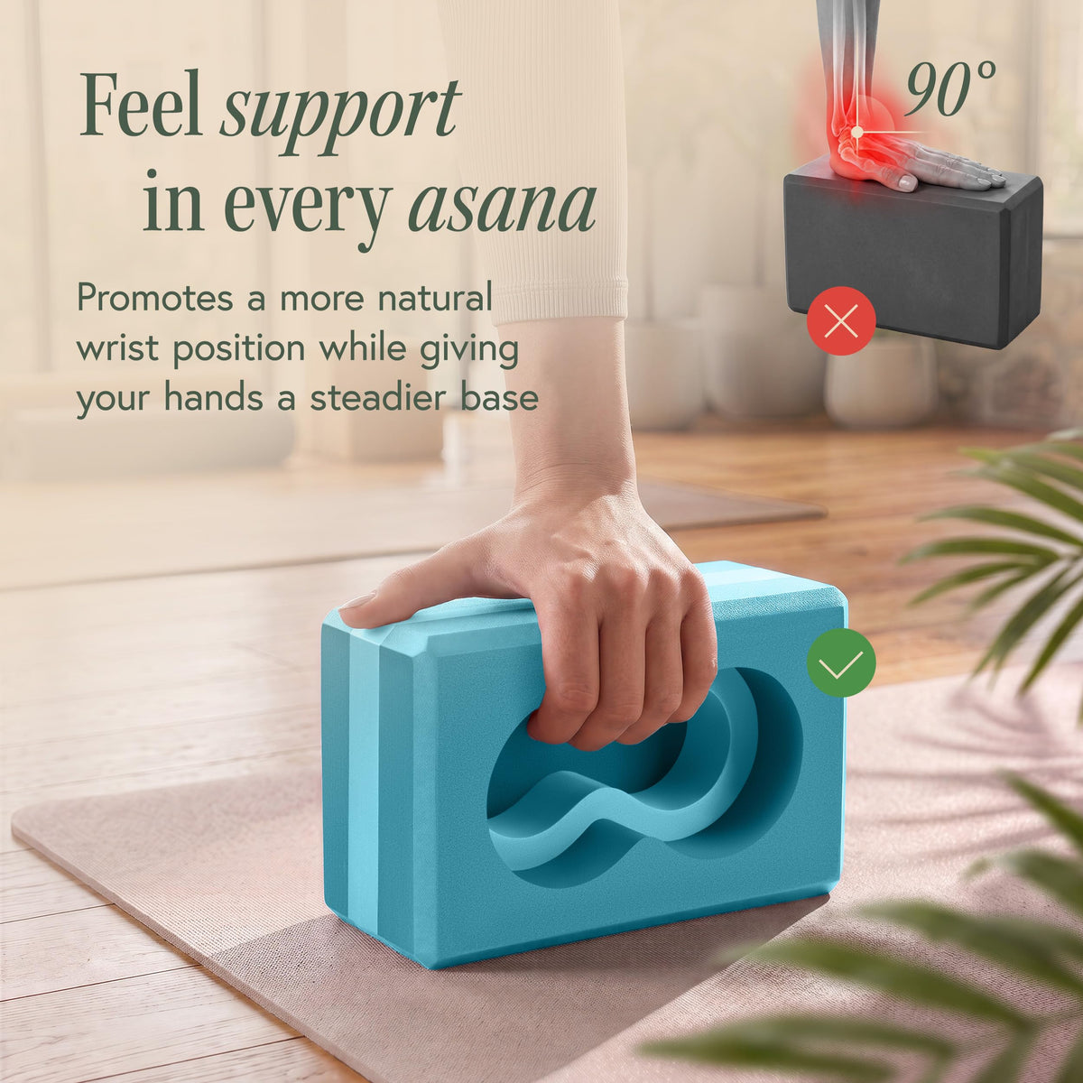 Yoga Block Set with Wrist Support, Knee Pads & Strap for Yoga Training