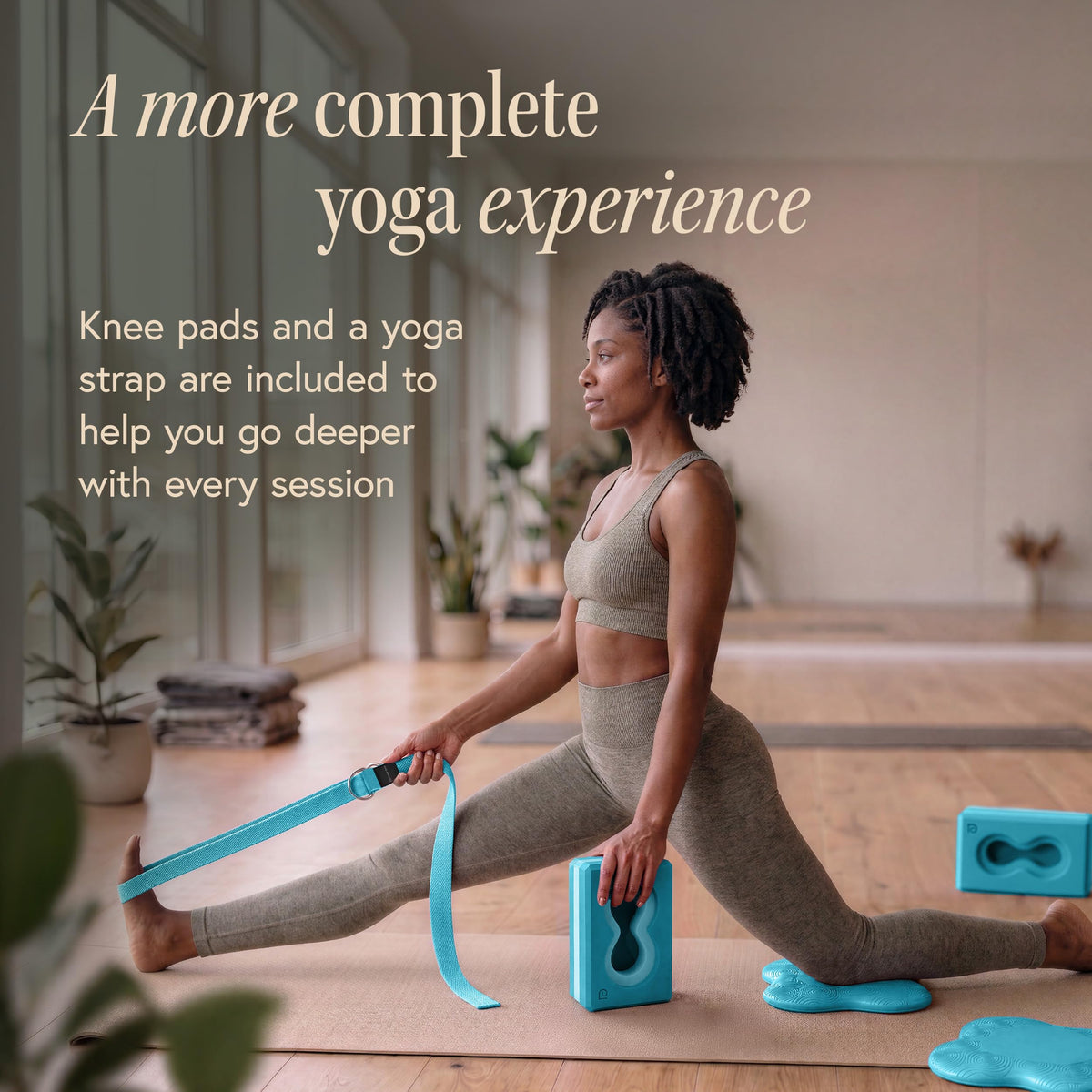 Yoga Block Set with Wrist Support, Knee Pads & Strap for Yoga Training