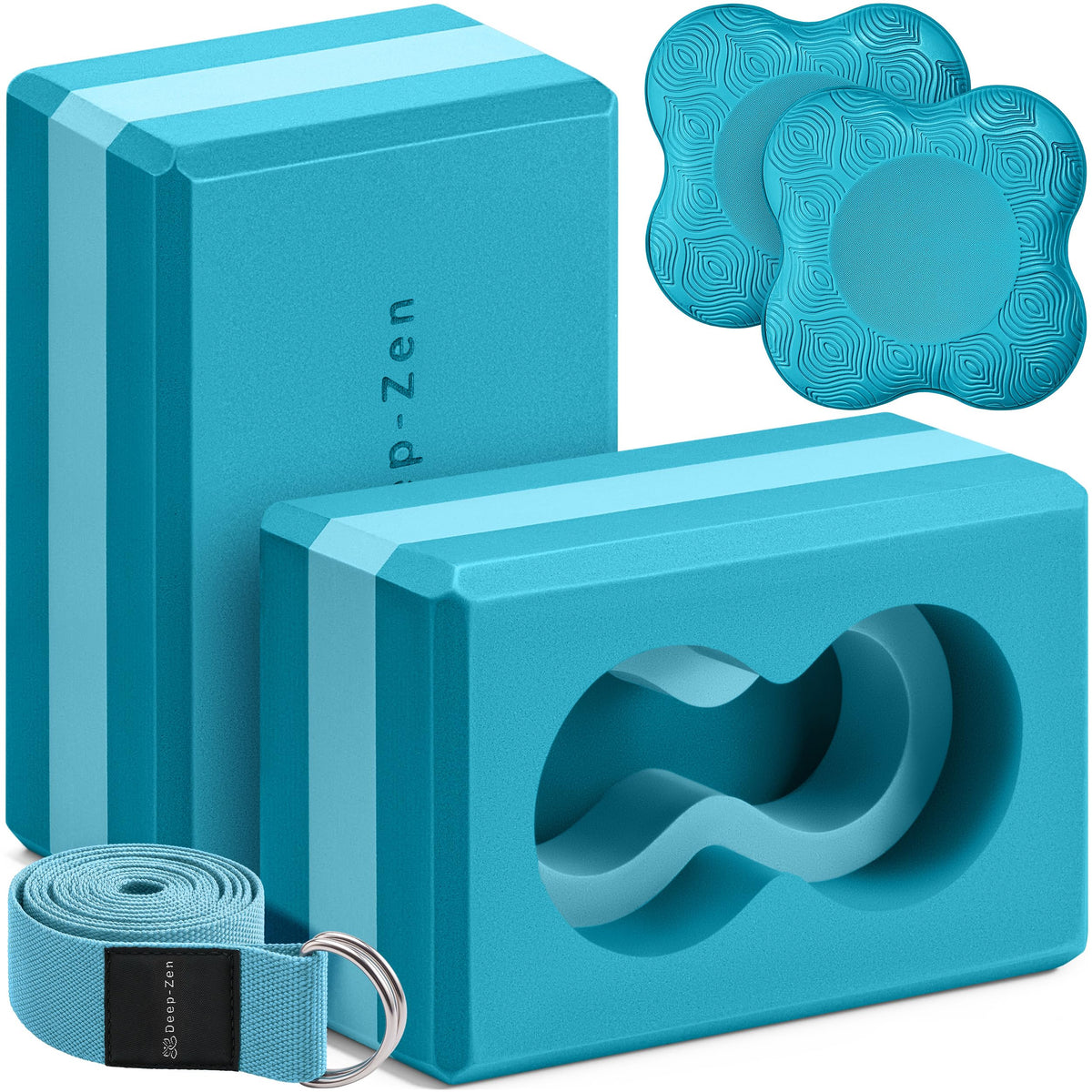 Yoga Block Set with Wrist Support, Knee Pads & Strap for Yoga Training