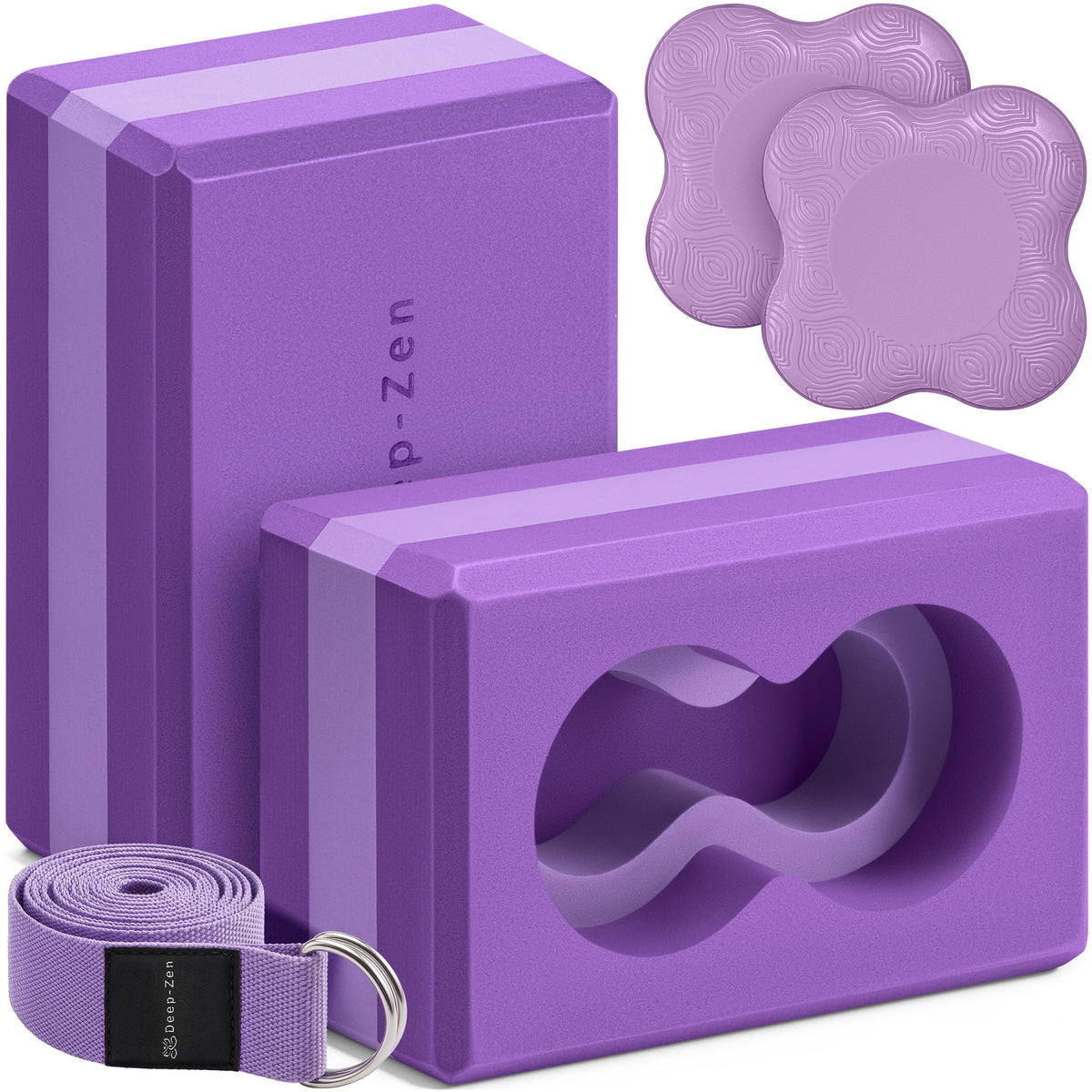 Yoga Block Set with Wrist Support, Knee Pads & Strap for Yoga Training
